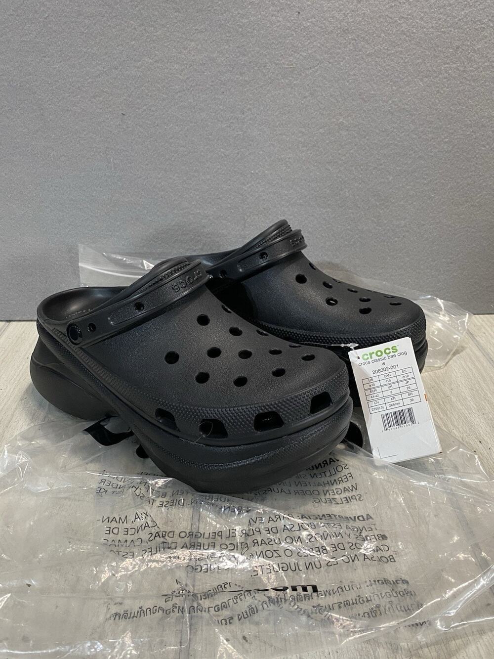 Crocs Classic Bae Clog Platform Iconic Chunky Black Women's Size 10 206302-001